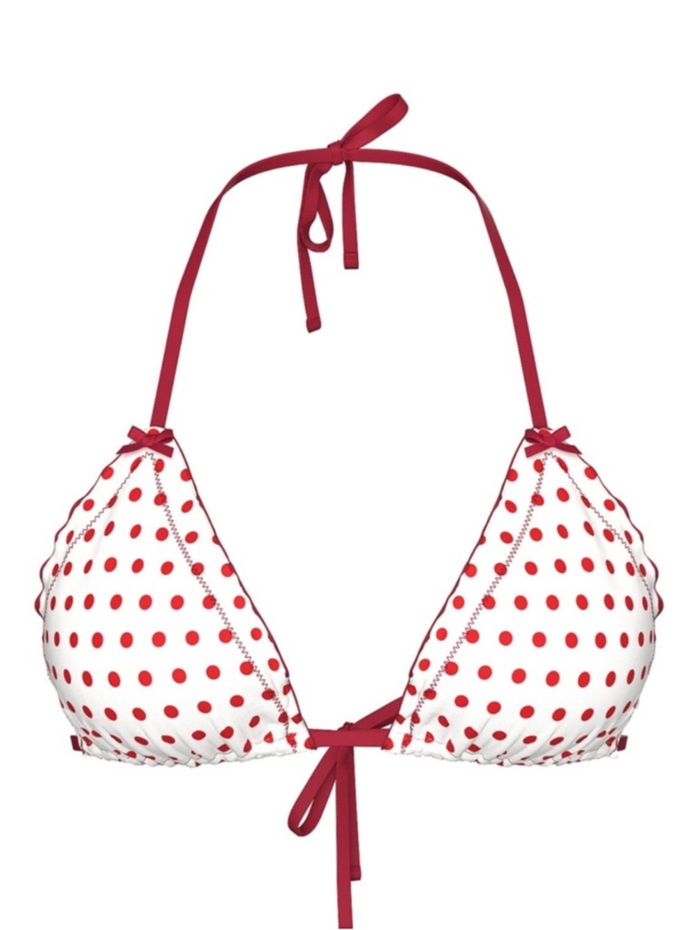Frankie’s Bikinis Red Polka Dot Triangle Bikini Top Size Large